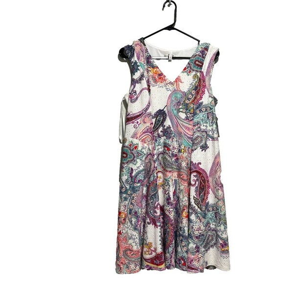 NWT Sandra Darren Women's Sleeveless Fit & Flare Dress Multicolor 10 Paisley - Picture 1 of 11